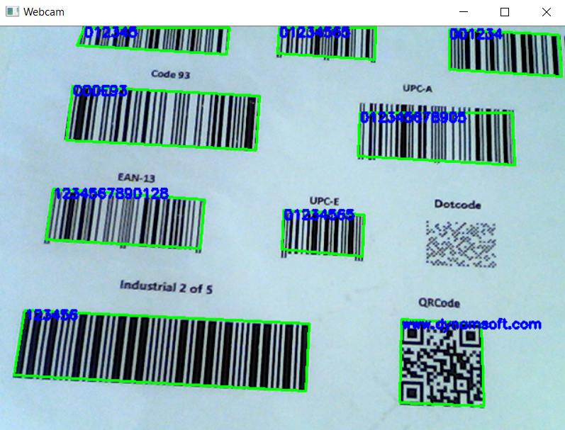 OpenCV Node.js barcode and QR code reader with webcam