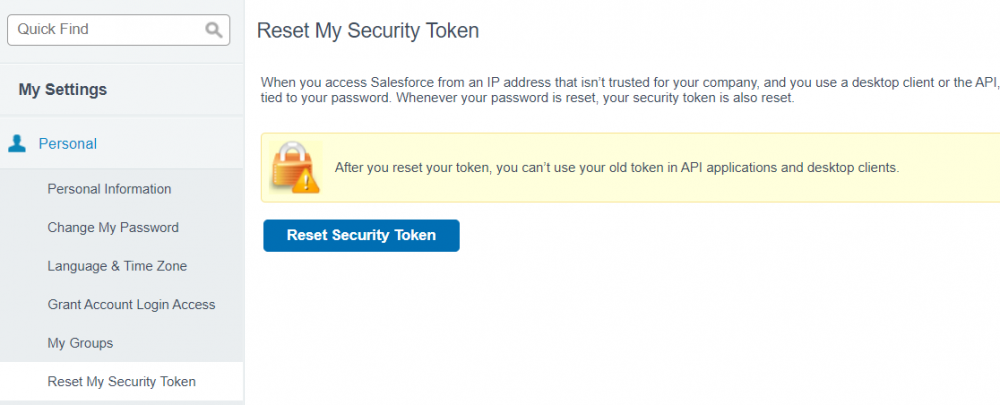 Salesforce security token