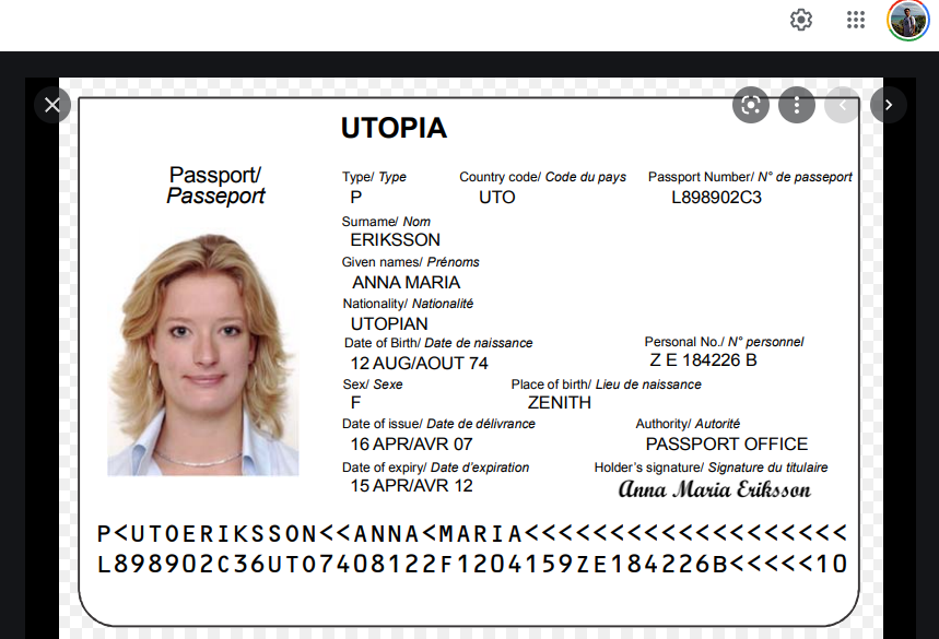 Passport MRZ images
