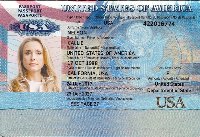 Text-removed USA Passport