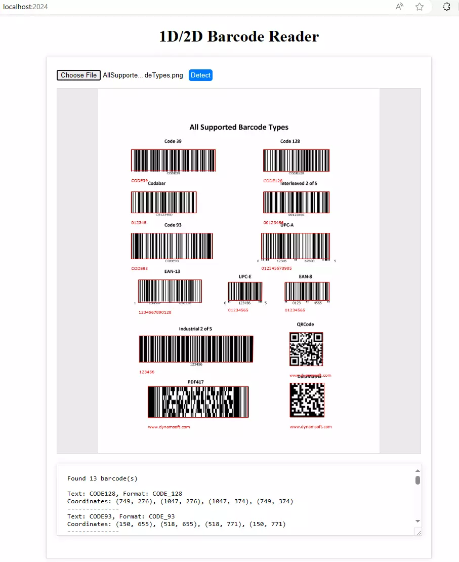 Go web server barcode reader