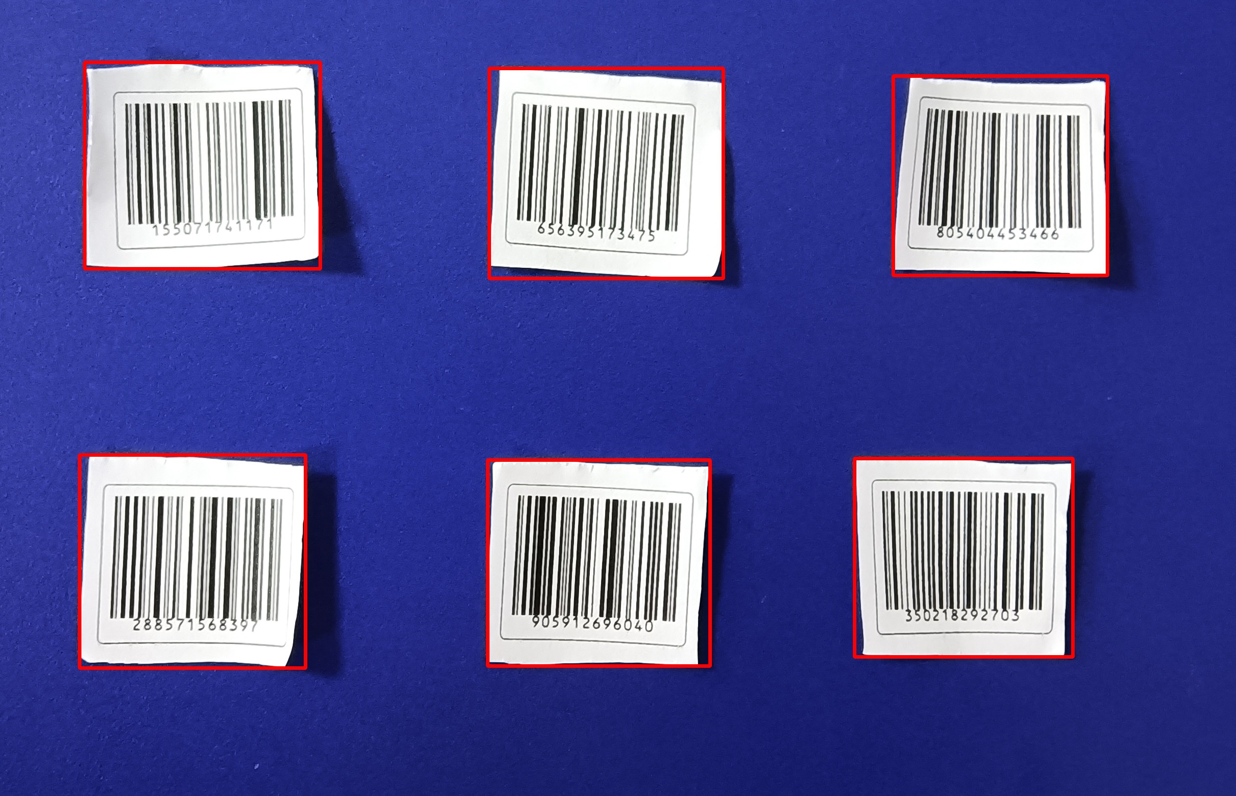 barcodes on labels detected