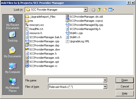 Add File screen shot in VSS 2005
