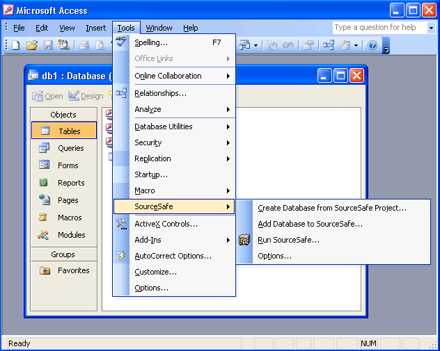 Add Access database to SourceSafe